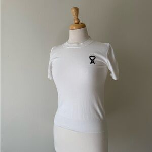 AMI Paris Heart Logo T-Shirt – White Designer Tee (Size S)